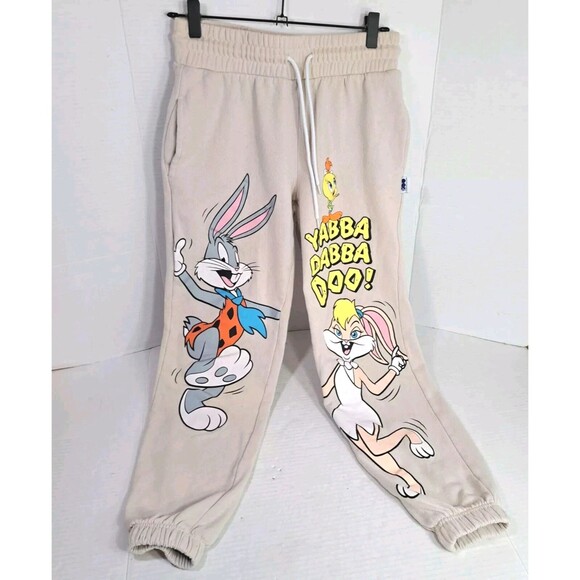 WB 100 Looney Tunes Flintstones Bugs Lola Bunny Sweatpants Womens Small Juniors - Picture 1 of 7